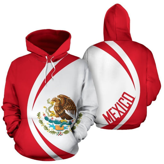 Mexico Hoodie Mexico Coat Of Arms Graphic Hoodie Red White Unisex - Cozy Hoodie For Cold Weather