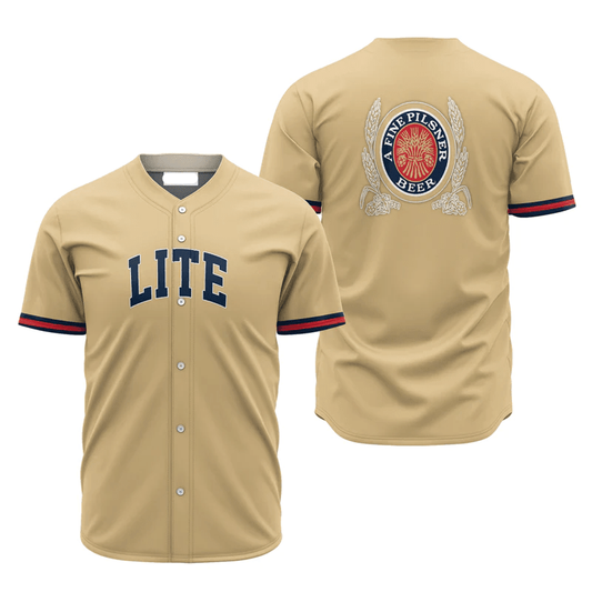 Miller Baseball Jersey a Fine Pilsner Beer Vintage Logo Miller Lite Jersey Shirt Brown Unisex Adult New Release