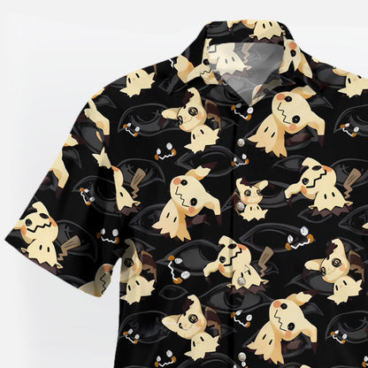 Mimikyu Dark Ghost Pattern Pokemon Hawaiian Shirt | Tropi Hawaiian Shirts Store