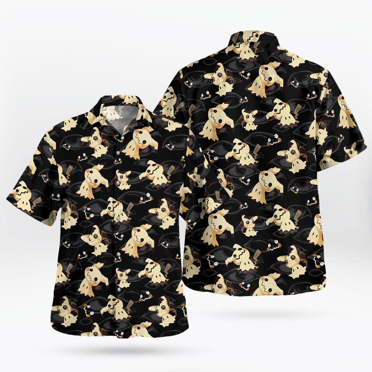 Mimikyu Dark Ghost Pattern Pokemon Hawaiian Shirt | Tropi Hawaiian Shirts Store