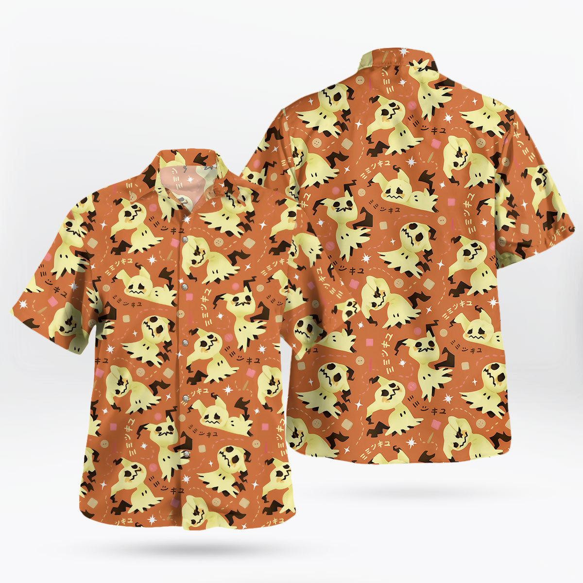 Mimikyu Kawaii Pokemon Hawaiian Shirt Orange Anime Style