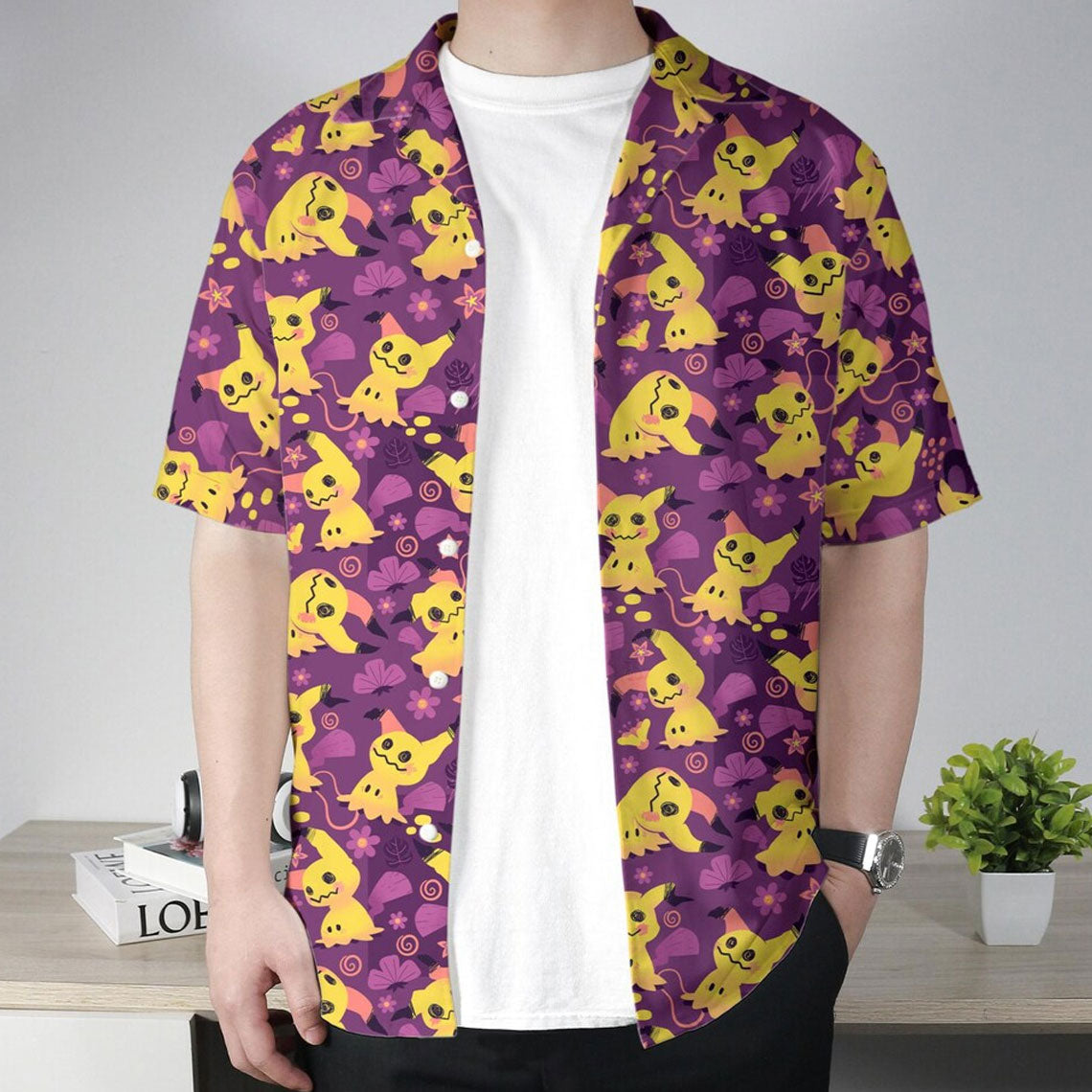 Mimikyu Purple Pattern Pokemon Hawaiian Shirt