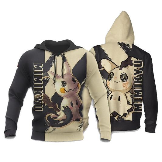 Pokemon Hoodie Pokemon Mimikyu Graphic Hoodie Black Yellow Unisex - Cozy Hoodie For Cold Weather