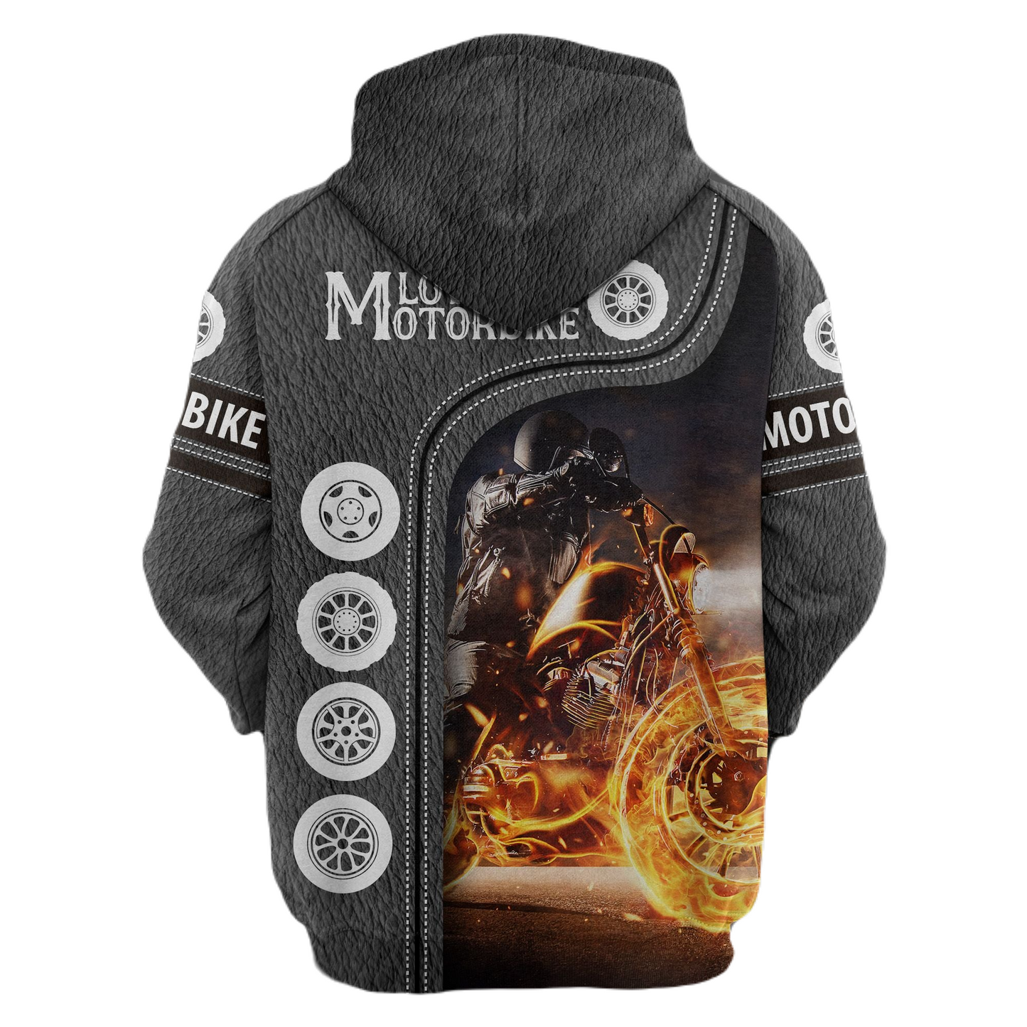 Motorcycle Hoodie Love Motorbike Fire Ride Hoodie Gray Unisex - Cozy Hoodie For Cold Weather