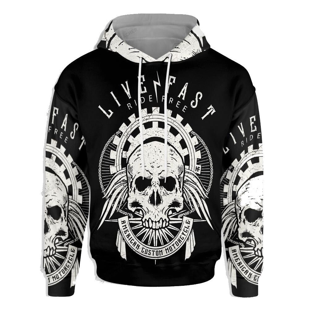 Motorcycle Hoodie Motorcycle Live Fast Ride Free Hoodie Black Unisex - Cozy Hoodie For Cold Weather