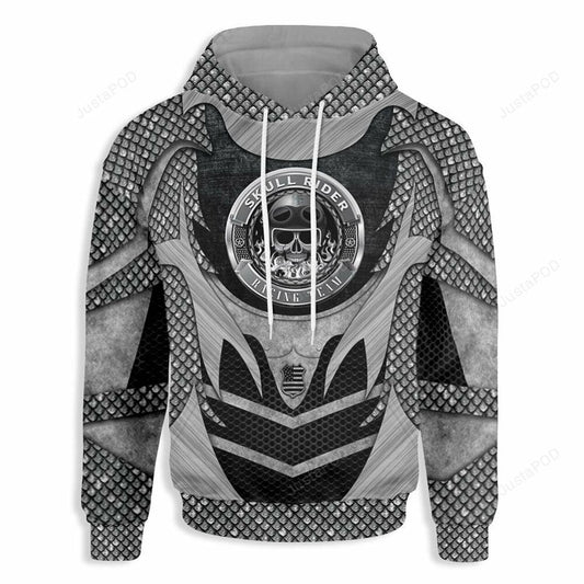 Motorcycle Hoodie Skull Rider Racing Team Hoodie Silver Unisex - Cozy Hoodie For Cold Weather