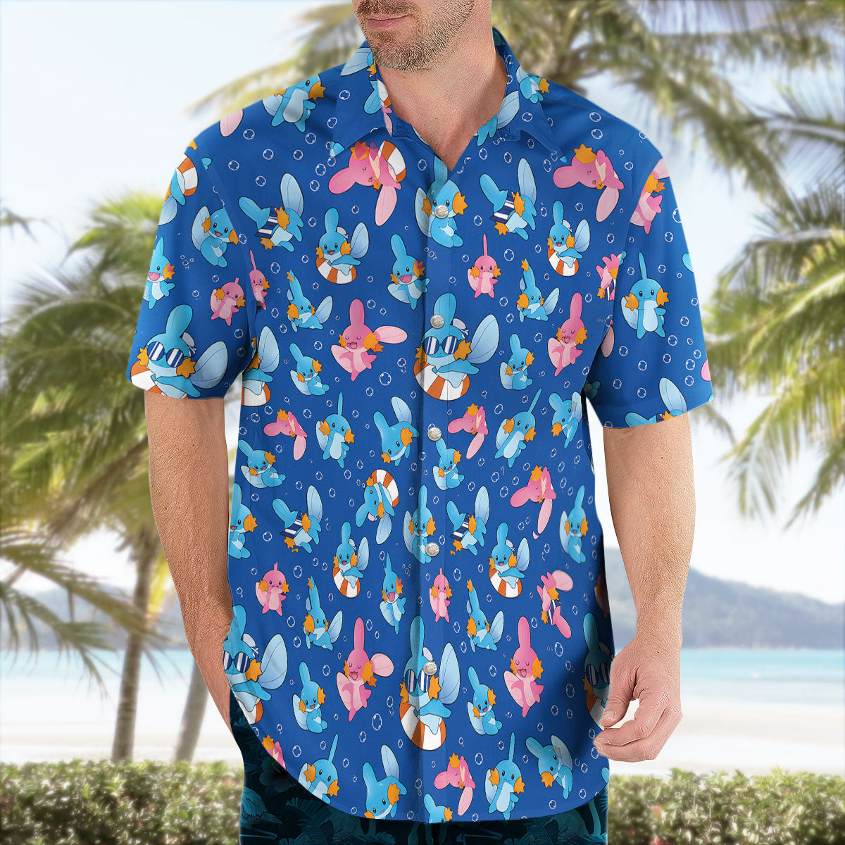 Mudkip and Wooper Summer Splash Pokemon Hawaiian Shirt - Tropi Hawaiian Shirts