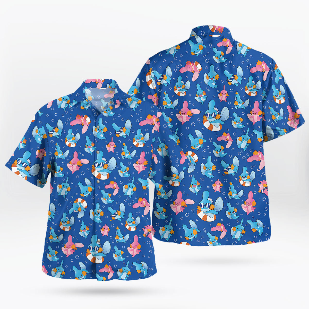 Mudkip and Wooper Summer Splash Pokemon Hawaiian Shirt - Tropi Hawaiian Shirts