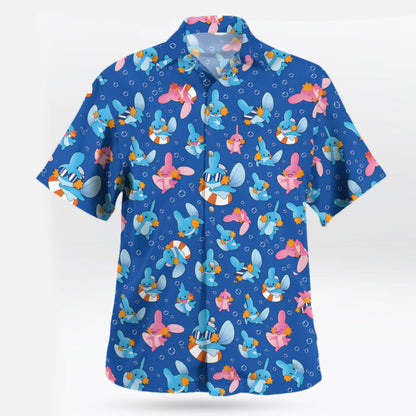 Mudkip and Wooper Summer Splash Pokemon Hawaiian Shirt - Tropi Hawaiian Shirts