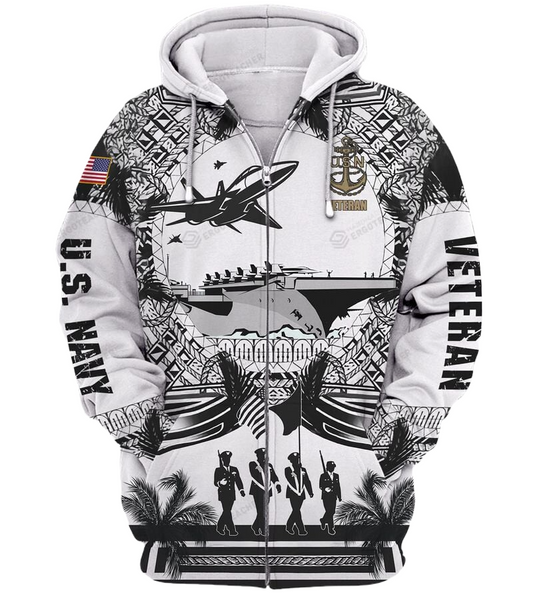 Veteran Zip Hoodie Us Army Veteran Airplane Graphic Zip Hoodie Black White Unisex - Cozy Hoodie For Cold Weather