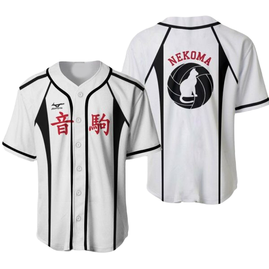 Haikyuu Baseball Jersey Nekoma the Cat Haikyuu Jersey Shirt Black White Unisex Adult New Release