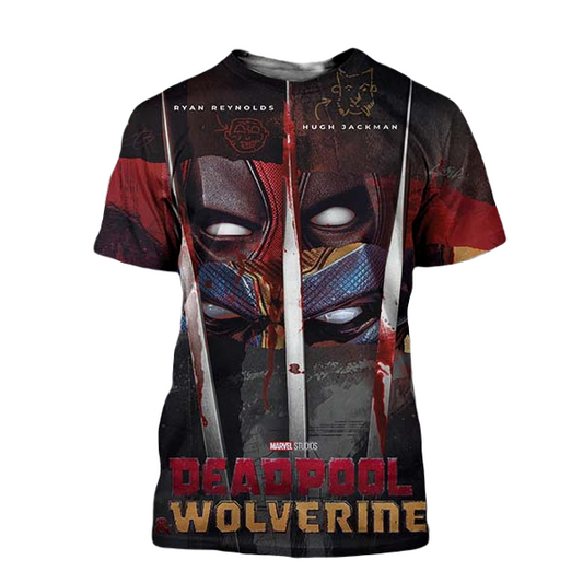 Deadpool T-Shirt Marvel Poster For Deadpool 3 Graphic T-Shirt Red Gray Unisex - Trendy Gift For Men & Women