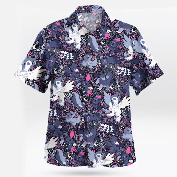 Night Slash Pokemon Hawaiian Shirt – Dark Tone Battle Style - Tropi Hawaiian Shirts