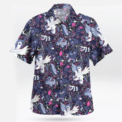 Night Slash Pokemon Hawaiian Shirt – Dark Tone Battle Style - Tropi Hawaiian Shirts