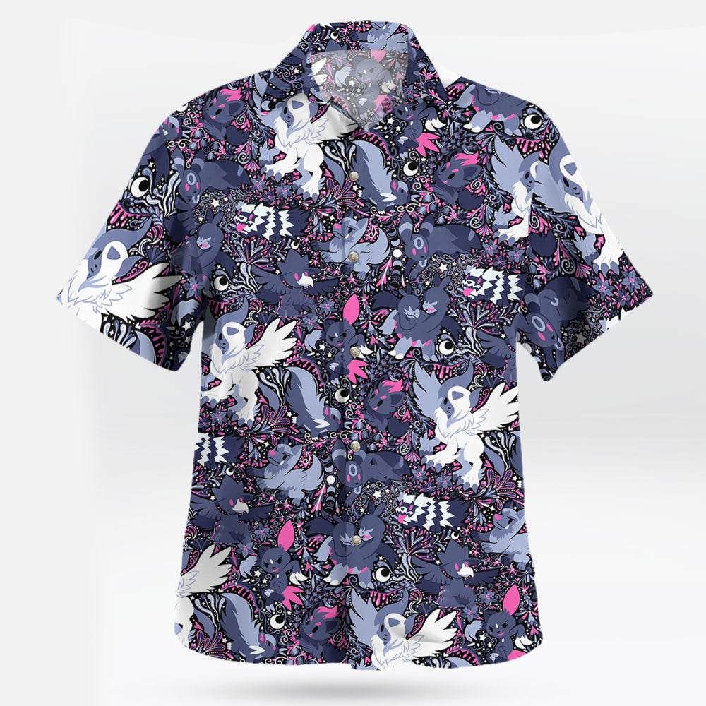 Night Slash Pokemon Hawaiian Shirt – Dark Tone Battle Style - Tropi Hawaiian Shirts
