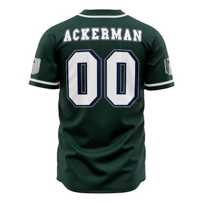 Attack on Titan Baseball Jersey Survey Corps Ackerman Attack on Titan Jersey Shirt Green Unisex Adult New Release
