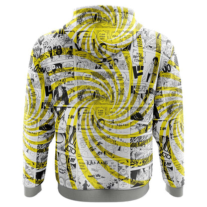 One Piece Hoodie One Piece Blazing Force Luffy Comic Pattern Hoodie White Yellow Unisex - Cozy Hoodie For Cold Weather