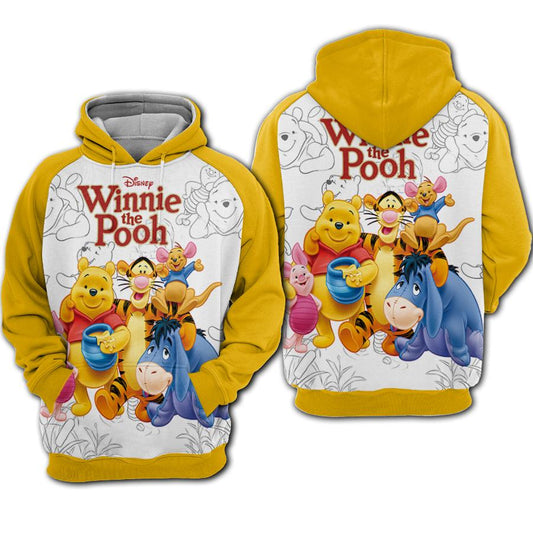  DN Hoodie WTP Hoodie Pooh And Friends Yellow White Hoodie