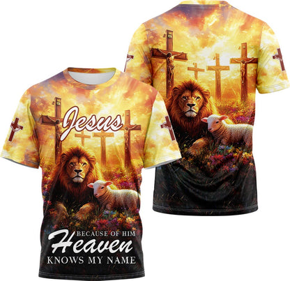 Jesus Because of Him Heaven Know my Name 3D TShirt