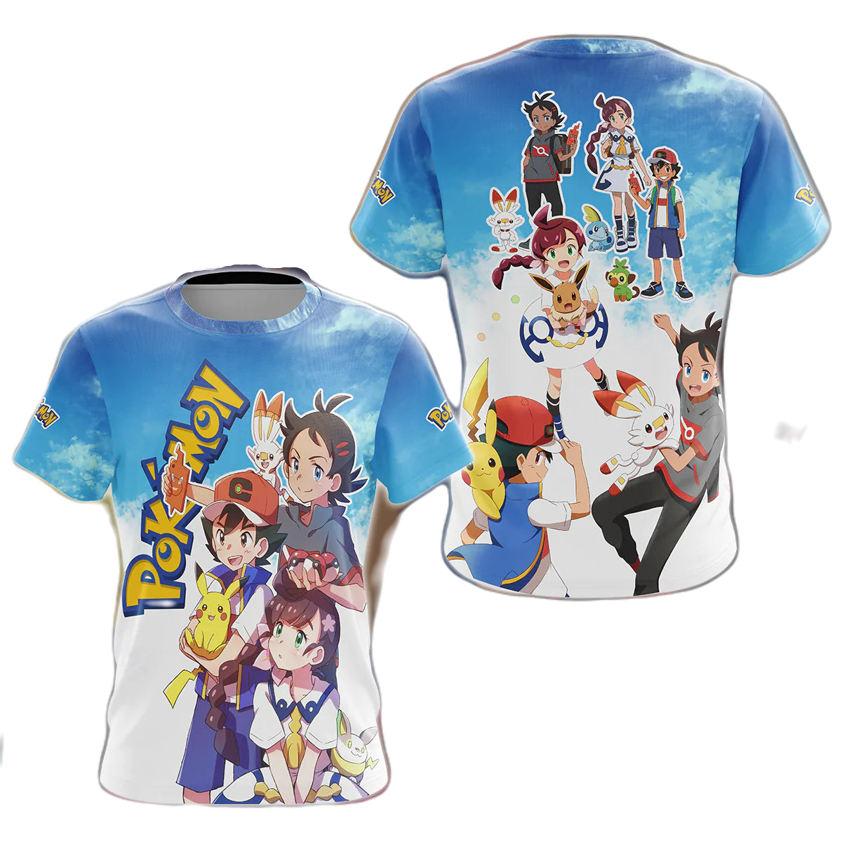 Pokemon Hoodie Pokemon Ash Ketchum And Friends T-Shirt Blue Unisex - Trendy Gift For Men & Women