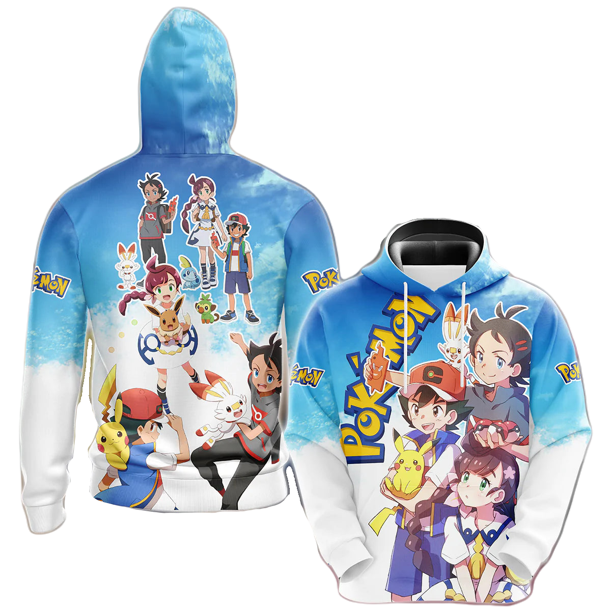 Pokemon Hoodie Pokemon Ash Ketchum And Friends T-Shirt Blue Unisex - Trendy Gift For Men & Women