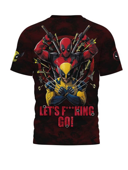 Deadpool T-Shirt Marvel Deadpool And Wolverine Let'S Fcking Go T-Shirt Black Red Unisex - Trendy Gift For Men & Women