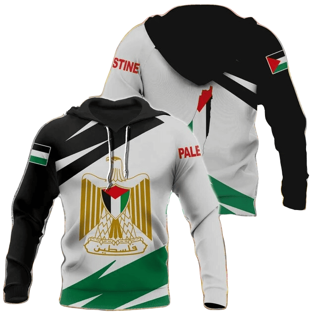 Palestine Hoodie Palestine National Emblem Hoodie Black White Unisex