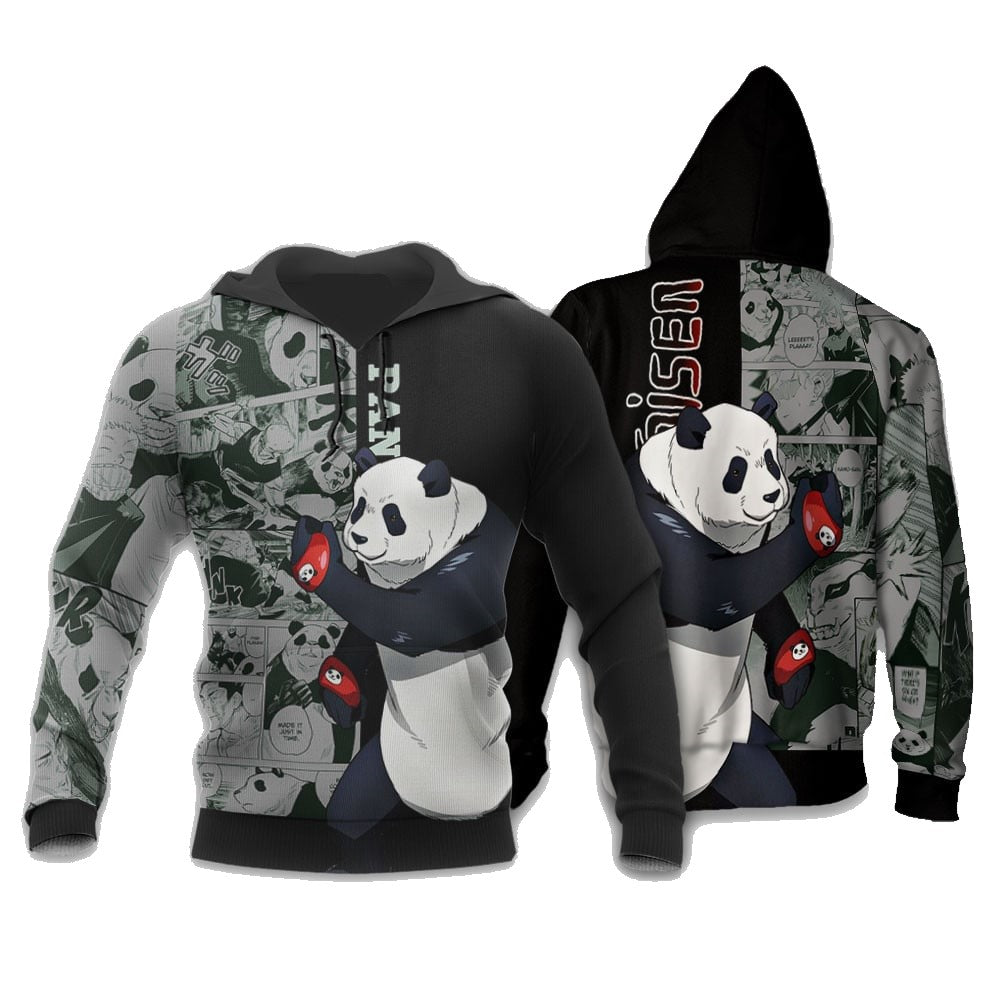 Jujutsu Kaisen Hoodie Panda Graphic Manga Style Hoodie Black White Unisex - Cozy Hoodie For Cold Weather