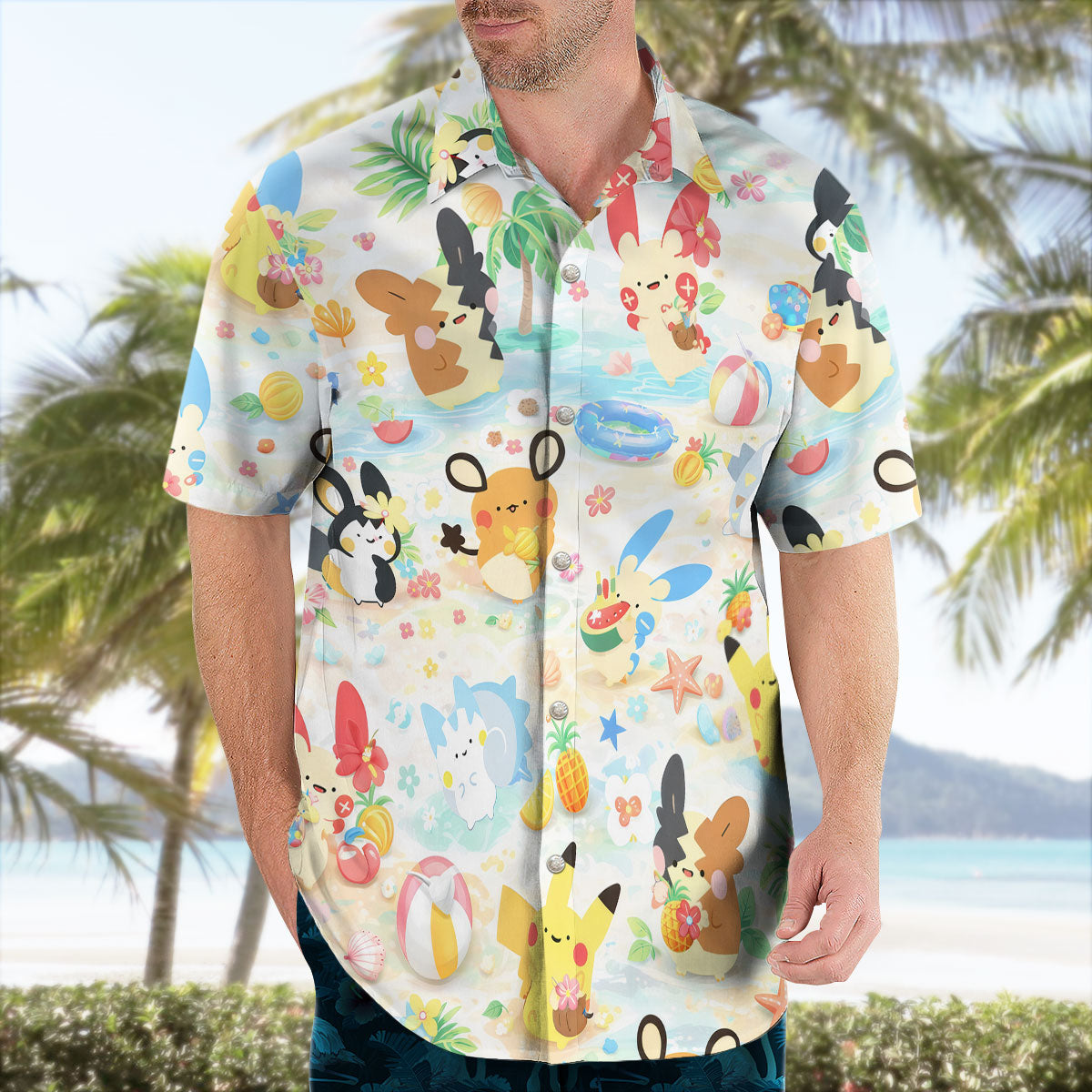 Pastel Pokemon Beach Party Kawaii Hawaiian Shirt