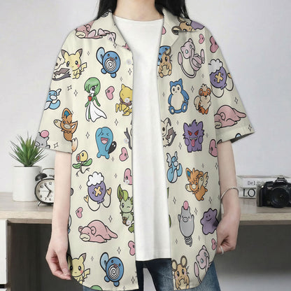 Pastel Yellow Kawaii Pokemon Character Hawaiian Shirt