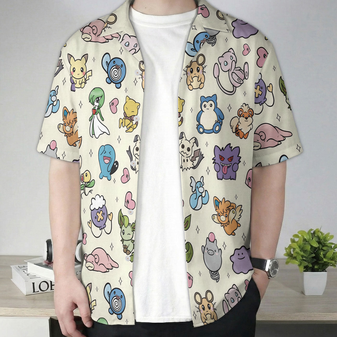 Pastel Yellow Kawaii Pokemon Character Hawaiian Shirt