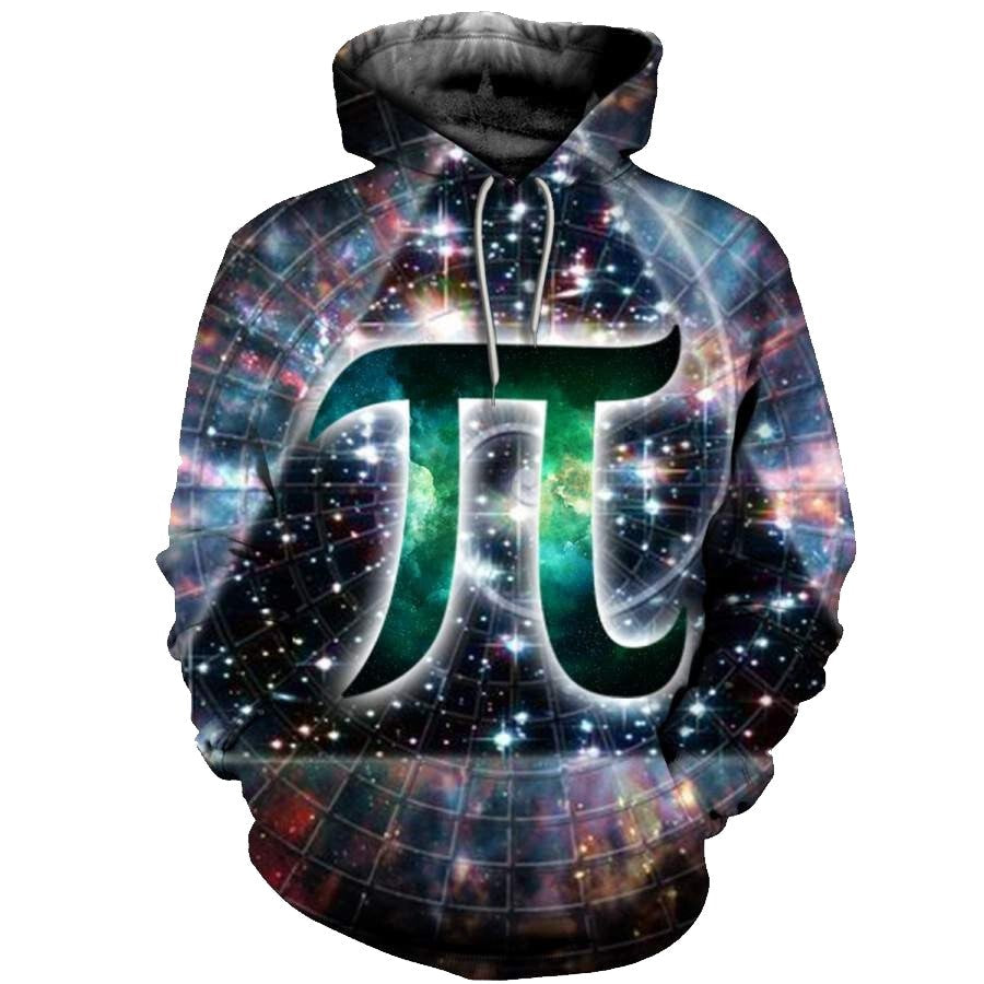 Pi Hoodie Pi Symbol Galaxy Star Pattern Hoodie Math Hoodie Black Unisex - Cozy Hoodie For Cold Weather