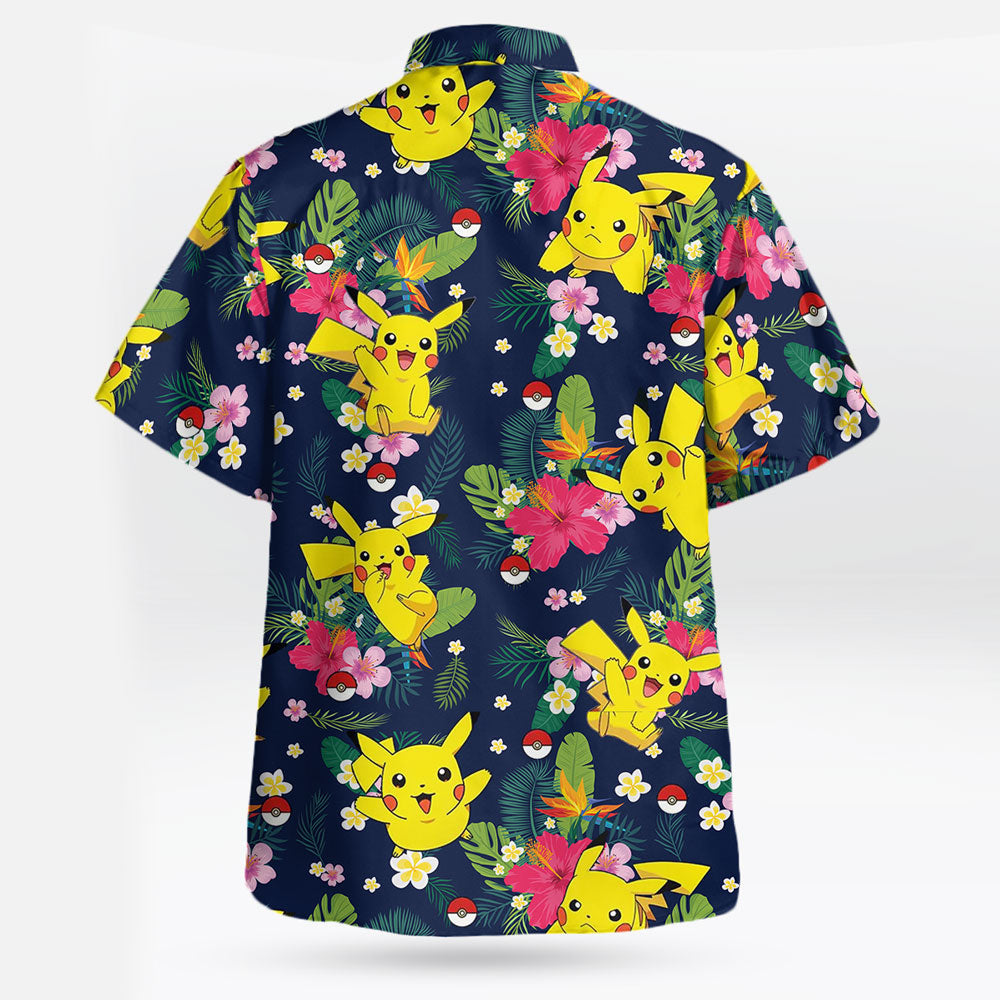 Pikachu Floral Pattern Hawaiian Shirt – Tropical Summer Style | Tropi Hawaiian Shirts Store
