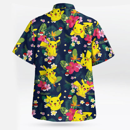 Pikachu Floral Pattern Hawaiian Shirt – Tropical Summer Style | Tropi Hawaiian Shirts Store