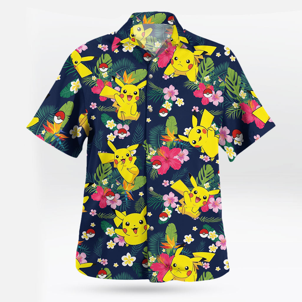 Pikachu Floral Pattern Hawaiian Shirt – Tropical Summer Style | Tropi Hawaiian Shirts Store