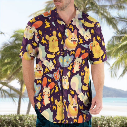 Pikachu and Friends Pattern Pokemon Hawaiian Shirt - Tropi Hawaiian Shirts