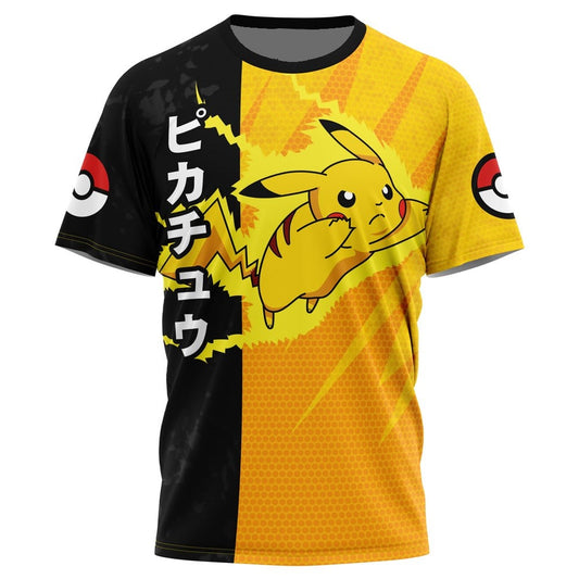 Pokemon T-Shirt Pokemon Pikachu Shock Attack Pose T-Shirt Yellow Black Unisex - Trendy Gift For Men & Women