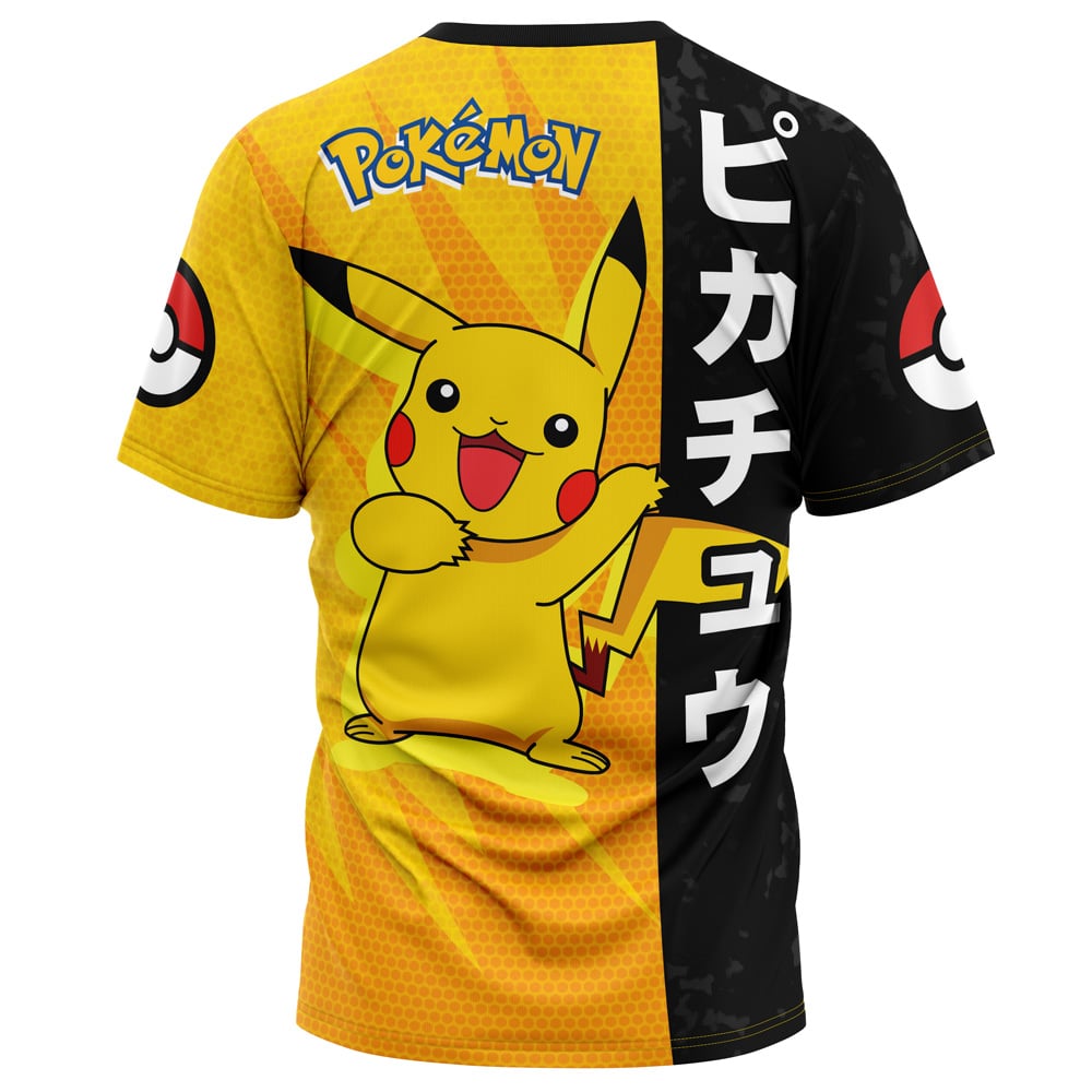 Pokemon T-Shirt Pokemon Pikachu Shock Attack Pose T-Shirt Yellow Black Unisex - Trendy Gift For Men & Women