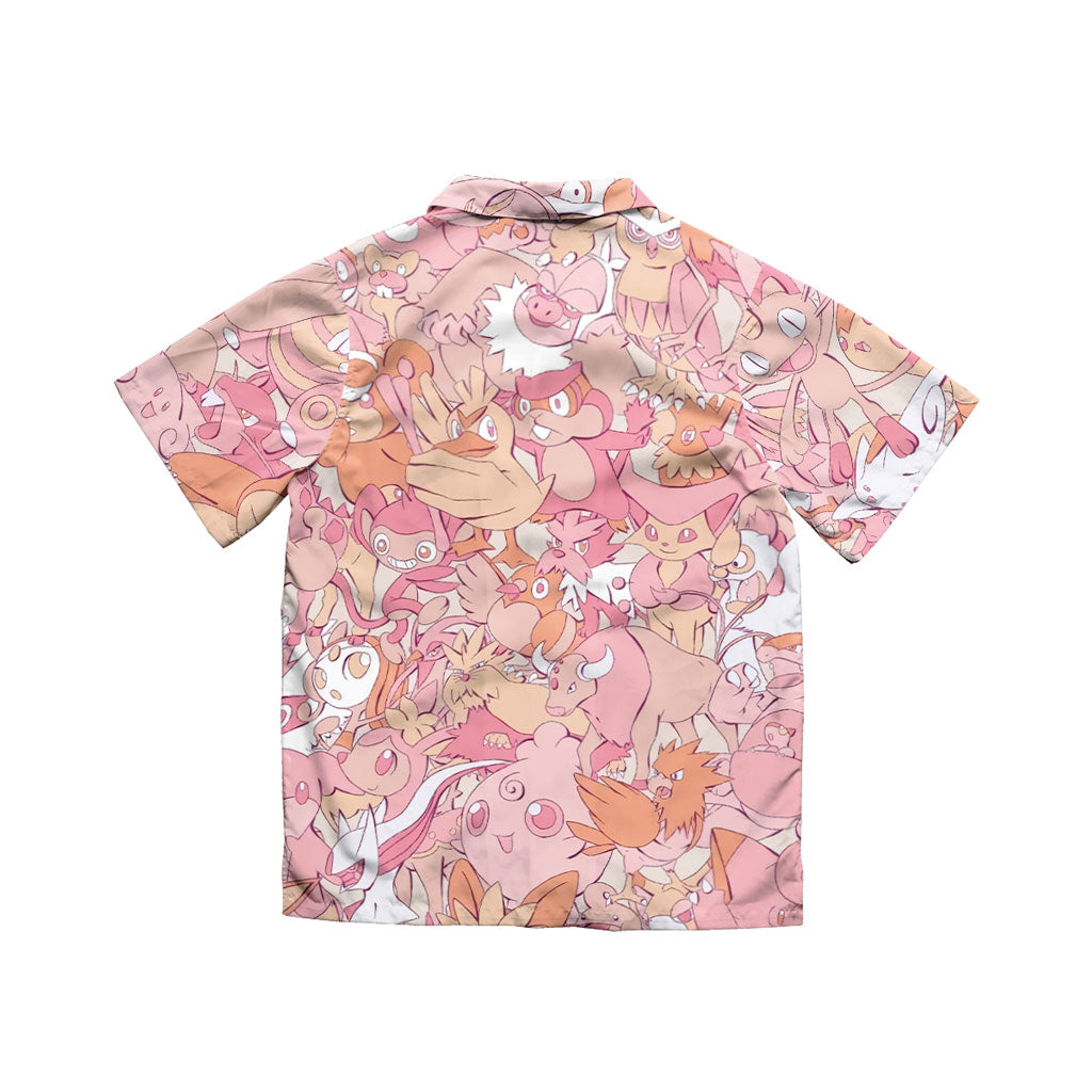 Pink Normal-Type Pokémon Collage Hawaiian Shirt | Tropi Hawaiian Shirts Store