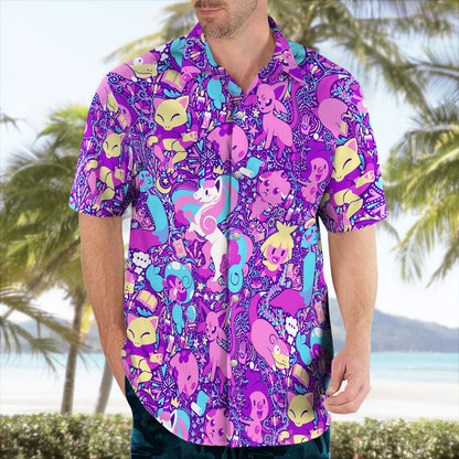 Pink Pokemon Hawaiian Shirt – Step Into a Pink Fantasy World | Tropi Hawaiian Shirts Store