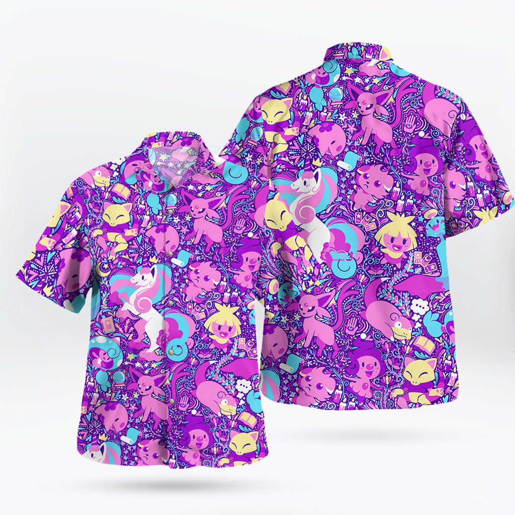 Pink Pokemon Hawaiian Shirt – Step Into a Pink Fantasy World | Tropi Hawaiian Shirts Store