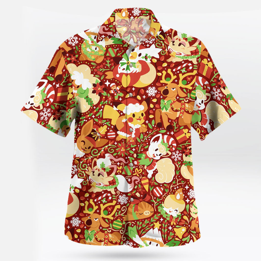 Pokemon Christmas Hawaiian Shirt – Festive Tropical Style - Tropi Hawaiian Shirts