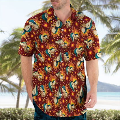 Pokemon Cyndaquil Fire Pattern Hawaiian Shirt