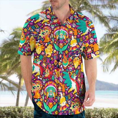 Pokemon Dia de los Muertos Hawaiian Shirt – Sugar Skull Tropical Style | Tropi Hawaiian Shirts Store