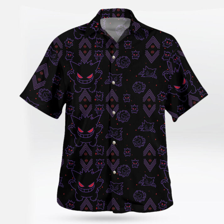 Pokémon Gengar Neon Shadow Tropical Hawaiian Shirt