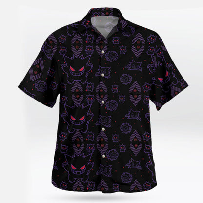 Pokémon Gengar Neon Shadow Tropical Hawaiian Shirt