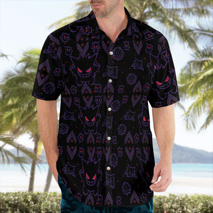 Pokémon Gengar Neon Shadow Tropical Hawaiian Shirt
