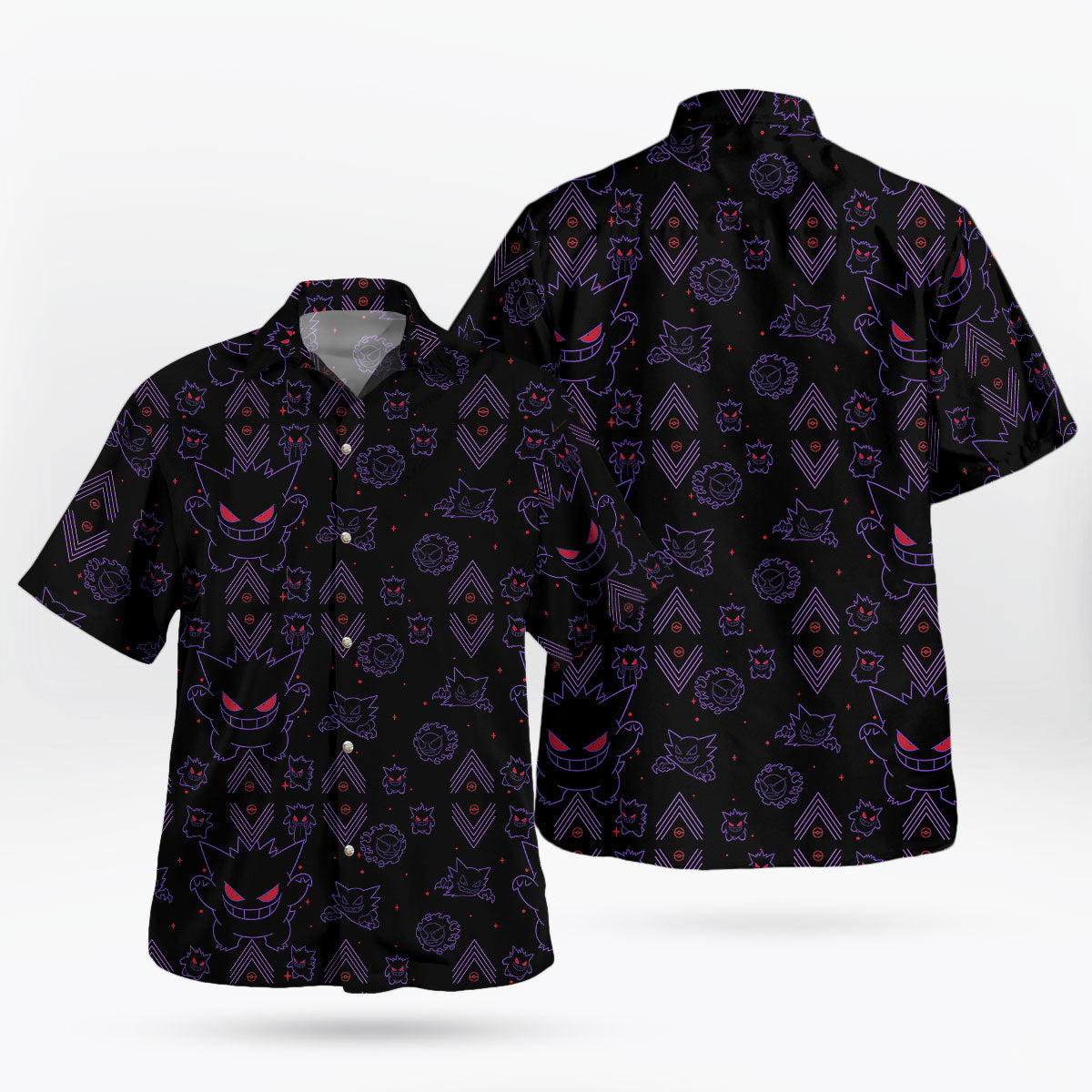 Pokémon Gengar Neon Shadow Tropical Hawaiian Shirt