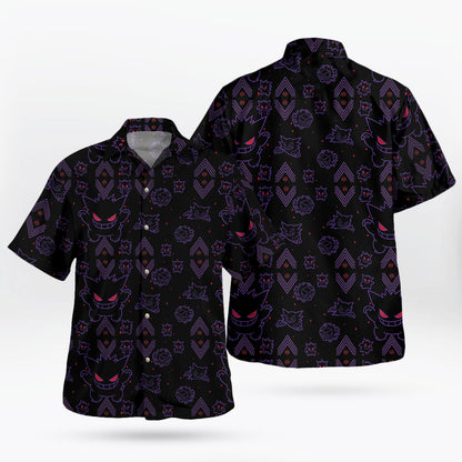 Pokémon Gengar Neon Shadow Tropical Hawaiian Shirt