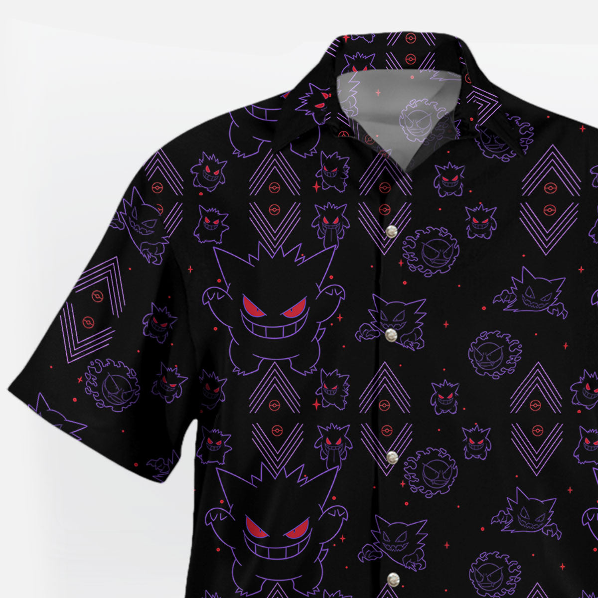 Pokémon Gengar Neon Shadow Tropical Hawaiian Shirt